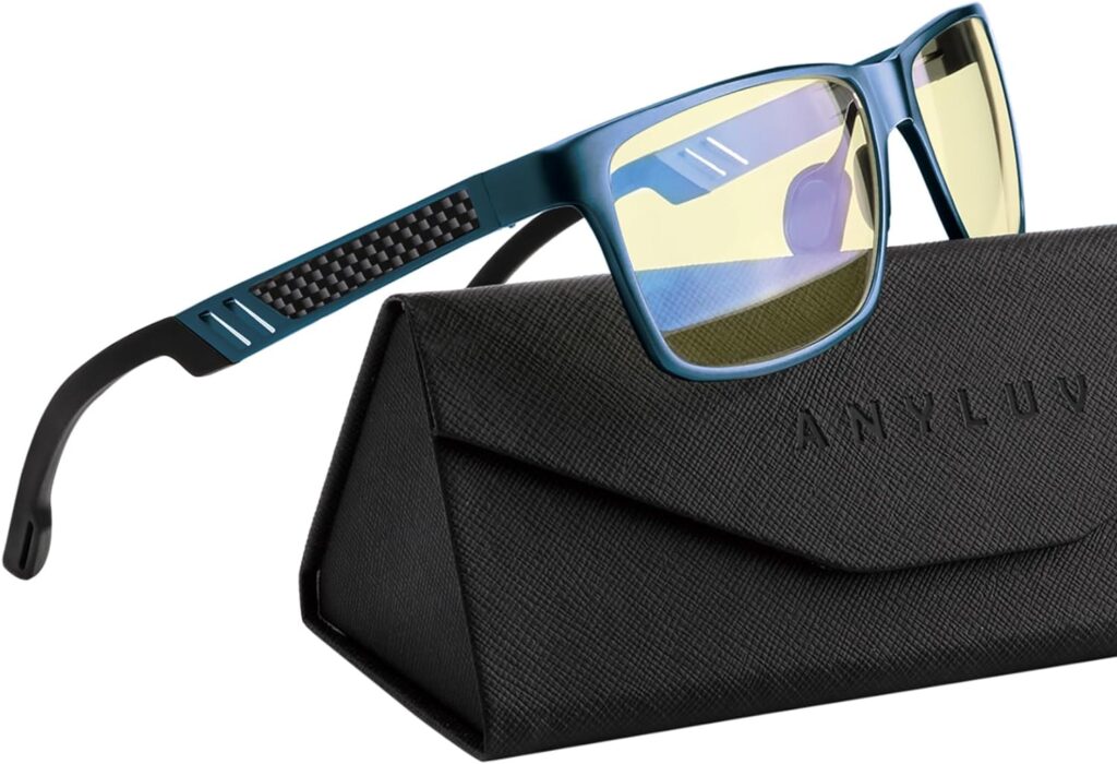 ANYLUV Blue Light Blocking Glasses Men Computer Gaming Glasses Lightweight Al-Mg Metal Anti Eyestrain UV400 Clear Lens Eye Protection