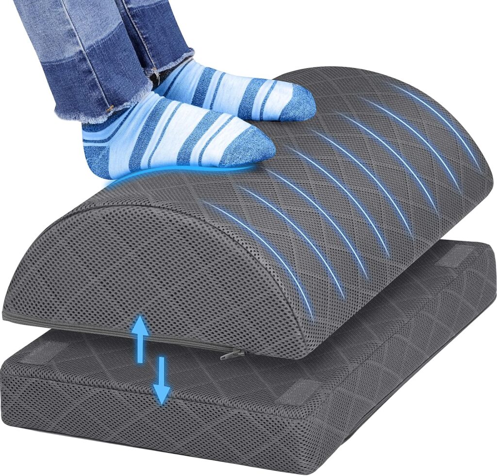 CushZone Foot Rest for Under Desk at Work Adjustable Foam for Office, Work, Gaming, Computer, Gift, Home Office Accessories Back  Hip Pain Relief (Grey)