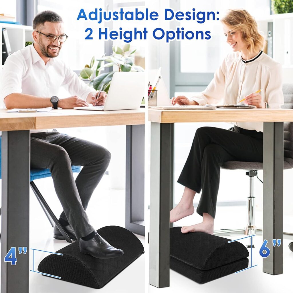 CushZone Foot Rest for Under Desk at Work Adjustable Foam for Office, Work, Gaming, Computer, Gift, Home Office Accessories Back  Hip Pain Relief (Grey)