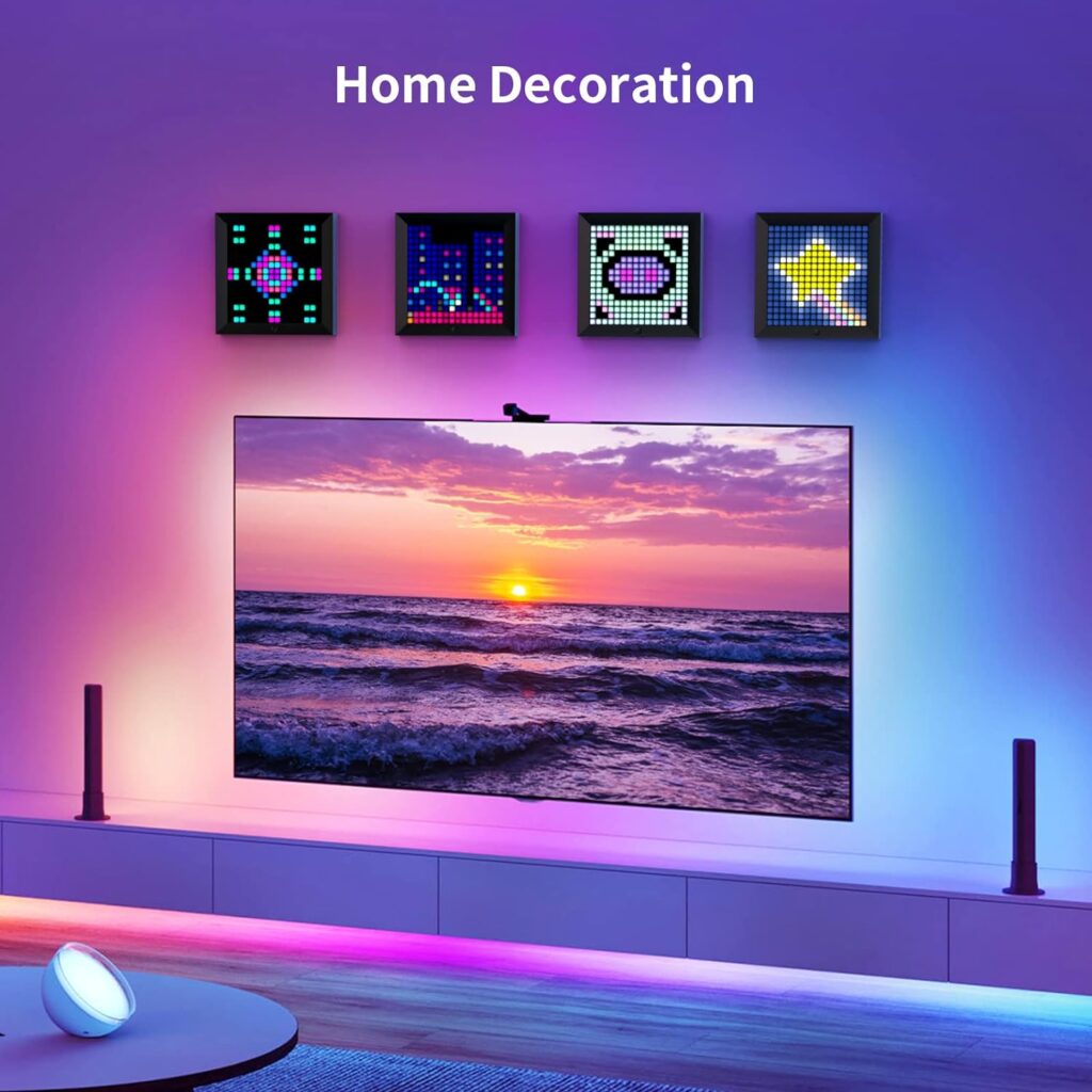 Divoom LED Light Display Panel Suit for RGB Light Bars,with Smart App Control Cool Animation Desk Setup for PC, TV, Gaming Room Decor