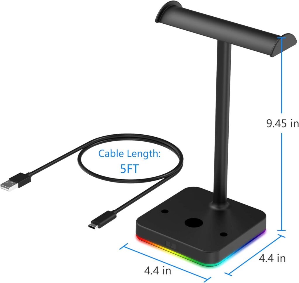 KAFRI RGB Headphone Stand with Wireless Charger Desk Gaming Headset Holder Hanger Rack with 10W/7.5W Fast Charge QI Wireless Charging Pad - Suitable for Gamer Desktop Table Game Earphone Accessories