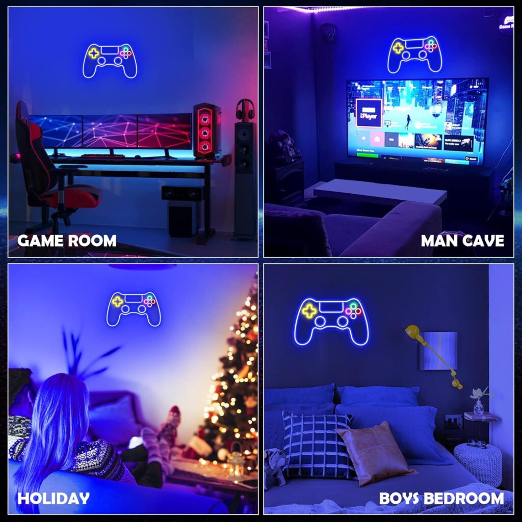 Kavaas Gamer Neon Sign, Game Controller Neon Sign for Gamer Room Decor - Gaming Neon Sign for Teen Boy Room Decor, LED Game Neon Sign Gaming Wall decor - Best Gamer Gifts for Boys, Kids
