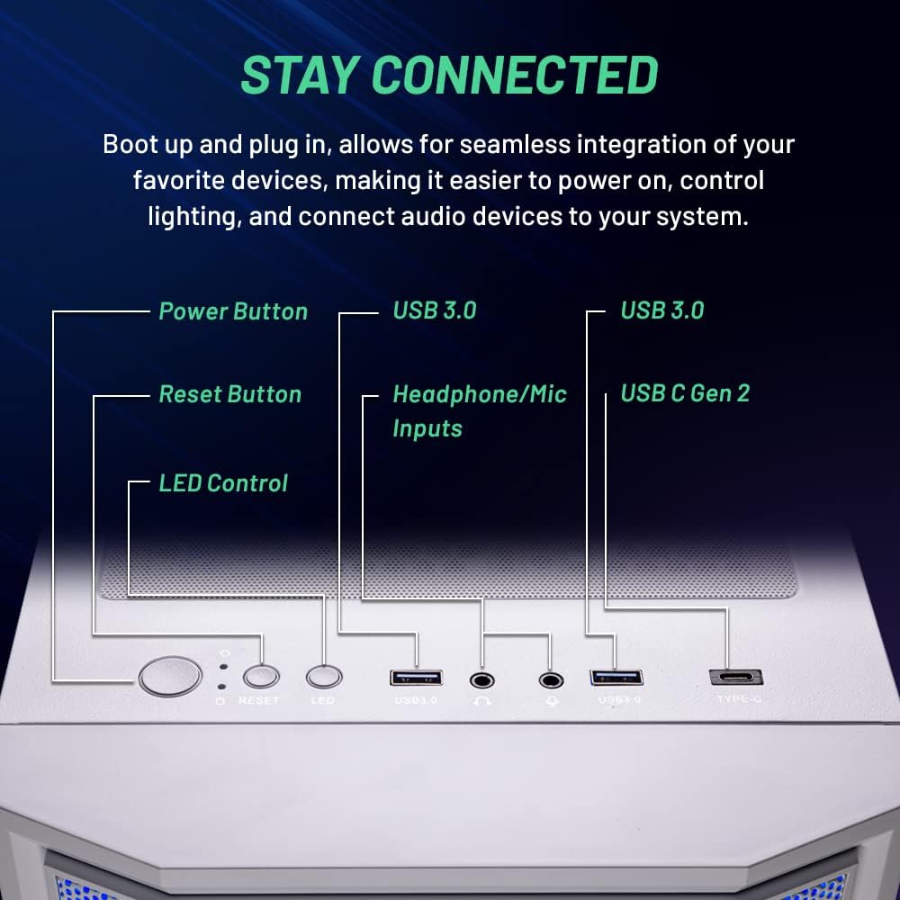 Skytech Gaming Archangel Gaming PC Desktop – Intel Core i7 12700F 2.1 GHz, NVIDIA RTX 4060, 1TB NVME SSD, 16GB DDR4 RAM 3200, 600W Gold PSU, 240mm AIO, 11AC Wi-Fi, Windows 11 Home 64-bi,White