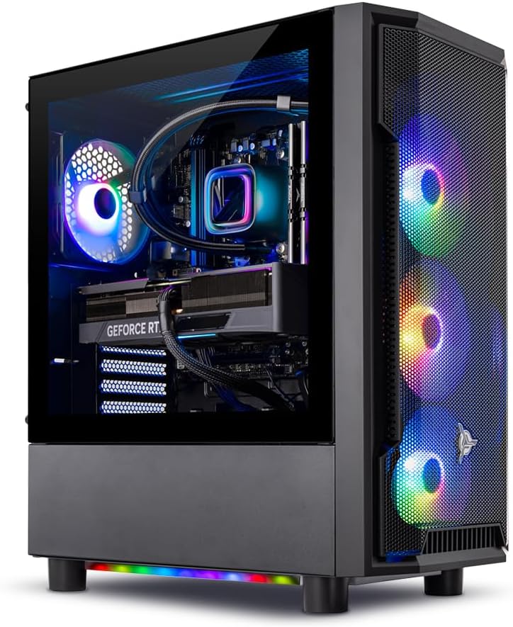 Skytech Gaming Shadow Gaming PC Desktop – AMD Ryzen 7 5700X 3.4 GHz, NVIDIA RTX 4060, 1TB NVME SSD, 16GB DDR4 RAM 3200, 600W Gold PSU, 11AC Wi-Fi, Windows 11 Home 64-bit,Black