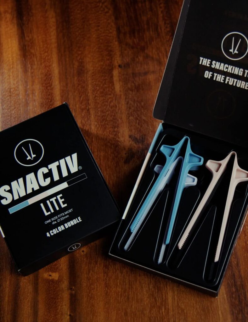 SNACTIV LITE Finger Chopsticks for Gamers 4PC Bundle - As Seen on Shark Tank! The Official Snacking Tool of the Future - Enjoy Snacks and Chips with Ease - Innovative Gaming Snacking Solution