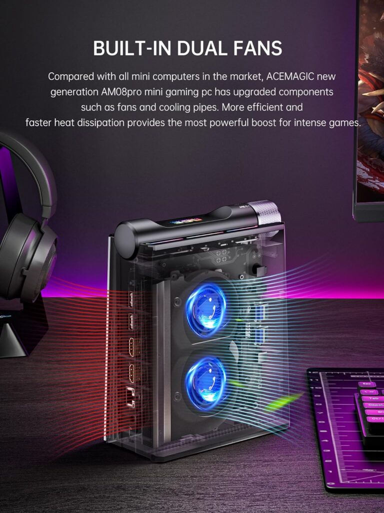 ACEMAGIC Mini Gaming PC Ryzen 9 6900HX (up to 4.9GHz) Mini Computer 32GB DDR5 1TB NVMe SSD Mini PC [3 Modes/RGB Lights] Mini Desktop Computer Dual Channel/WiFi6/BT5.2/4K UHD