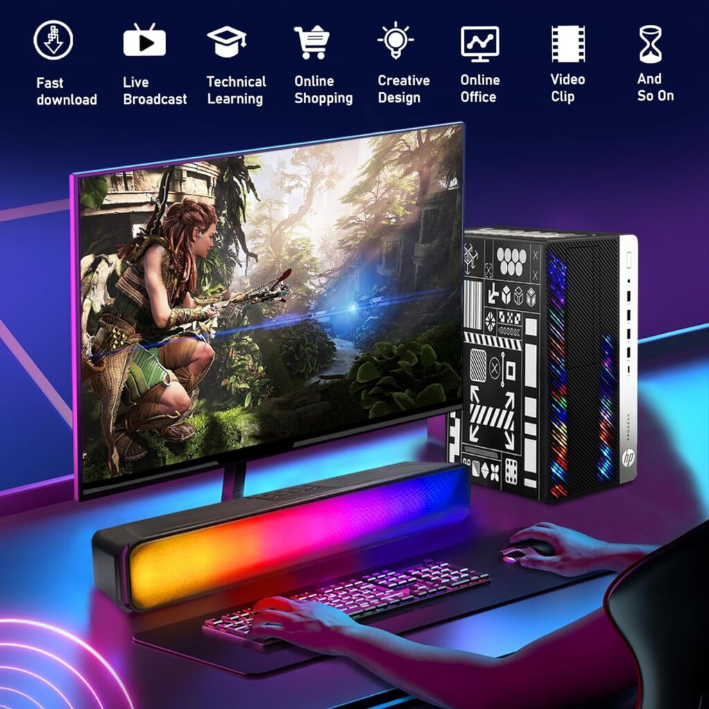 HP RGB Gaming Desktop Computer, Intel Quad Core I5-6500 up to 3.6GHz, GeForce GT 1030 2G, 16GB DDR4, 512G SSD, RGB Keyboard  Mouse, 600M WiFi  Bluetooth 5.0, Win 10 Pro (Renewed)