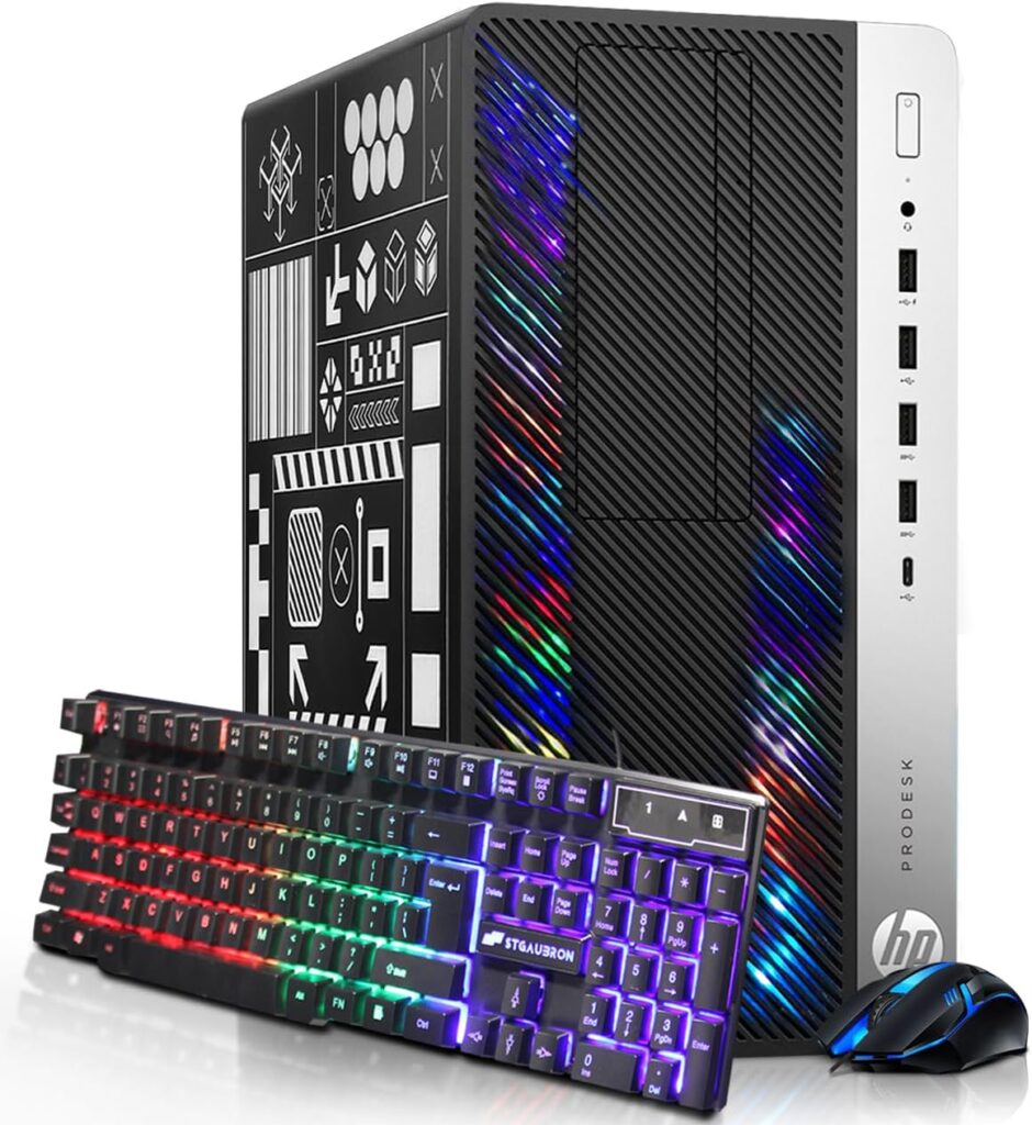 HP RGB Gaming Desktop Computer, Intel Quad Core I5-6500 up to 3.6GHz, GeForce GT 1030 2G, 16GB DDR4, 512G SSD, RGB Keyboard  Mouse, 600M WiFi  Bluetooth 5.0, Win 10 Pro (Renewed)