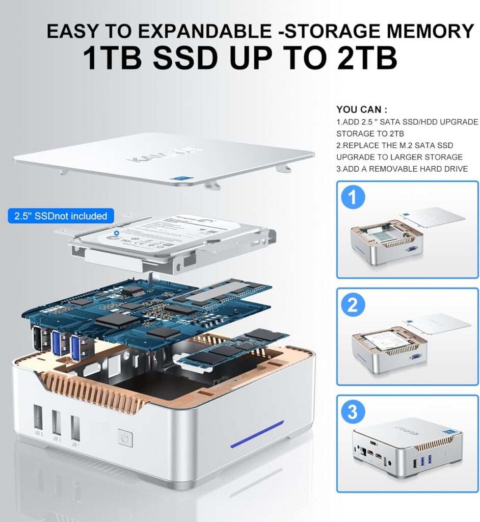 KAMRUI Intel Core i7-12650H Mini Gaming PC, 32GB DDR4 Dual Channel 512GB M.2 NVME SSD, Desktop Tower Computer with 4K Triple Display, Type C, WiFi 6, BT 5.2 Mini Desktop Computer