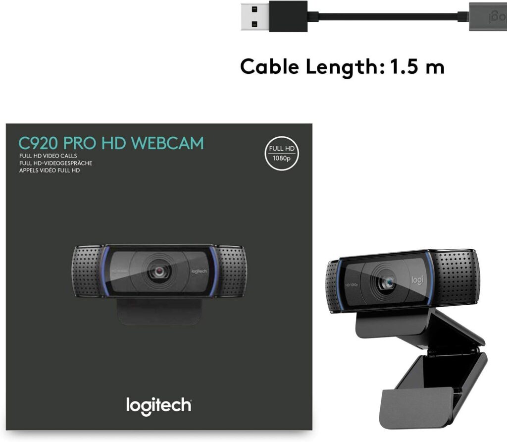 Logitech HD Pro Webcam C920, 1080p Widescreen Video Calling and Recording-(Renewed)