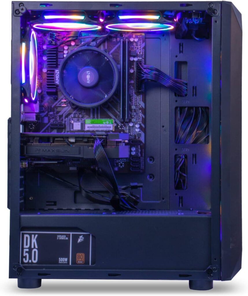 MXZ Gaming Desktop Computer, AMD Ryzen 5 5500, GTX1660S 6GB, 16GB DDR4, NVME 500GB SSD, 6RGB Fans, Win 11 Pro Ready, Gamer Desktop Computer(R5 5500| GTX1660S)