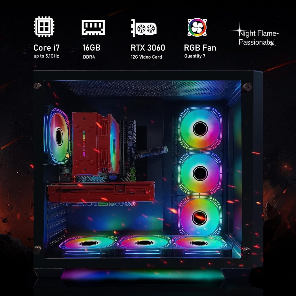 STGAubron Gaming Desktop PC, Intel Core i7-10700KF up to 5.1GHz, 16GB DDR4, 1TB SSD, NVIDIA GeForce RTX 3060 12G GDDR6, Windows 11 Home 64-bit